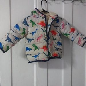Baby Boden Dino Print Snap Button Winter Coat